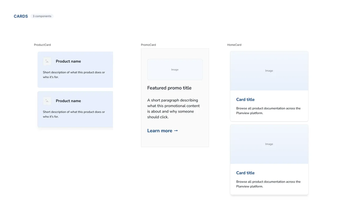 Component families from the Customer Success Center design system