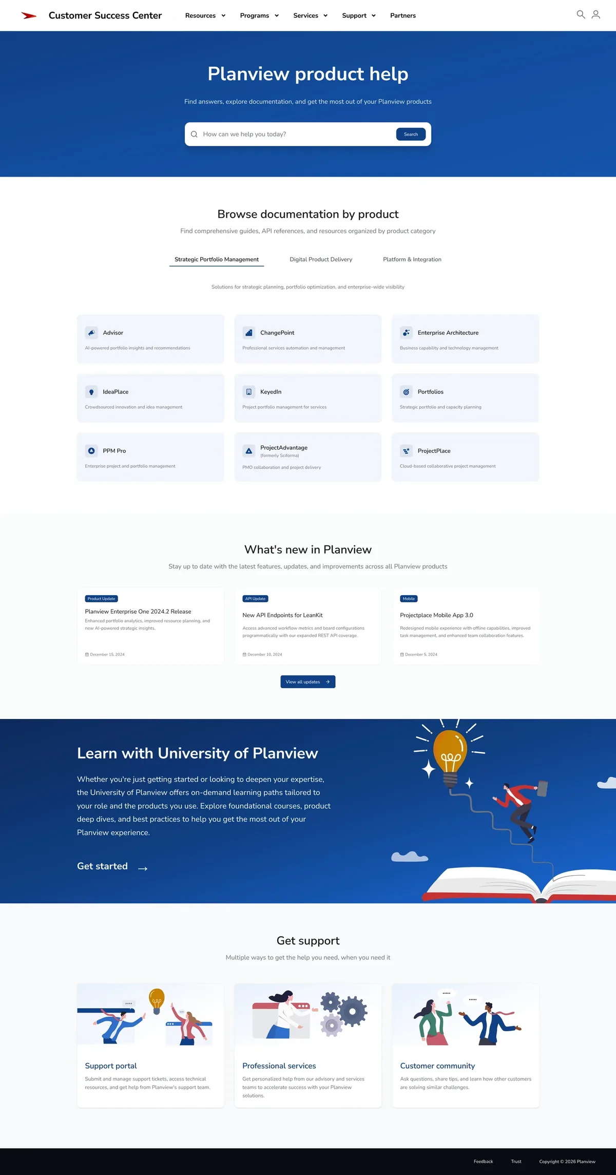 The product hub: a consistent, reusable structure across every product.