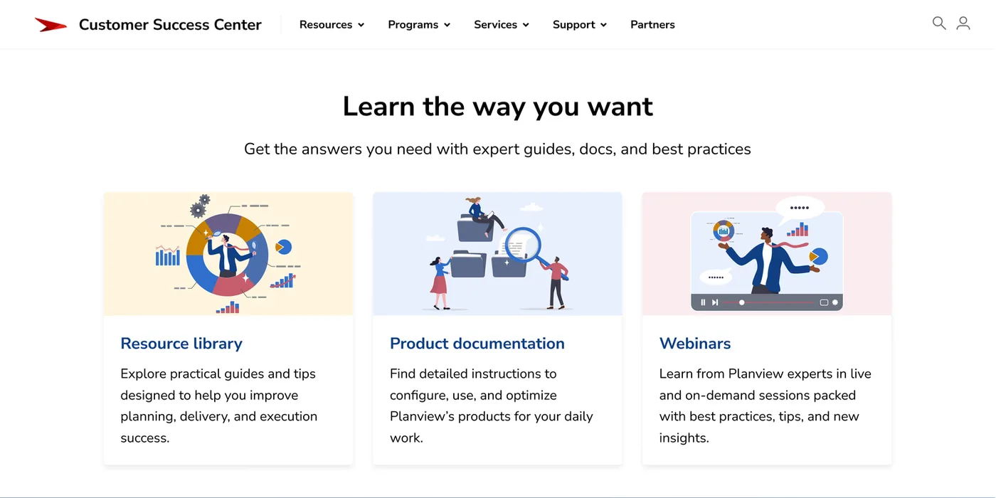 Customer Success Center homepage after the redesign