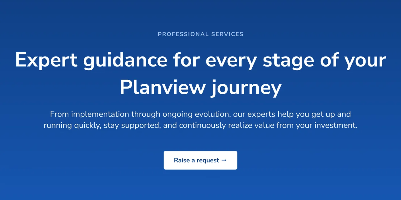 Professional Services landing page after the redesign